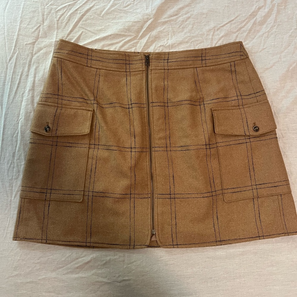 Madewell Tan Plaid Mini Skirt